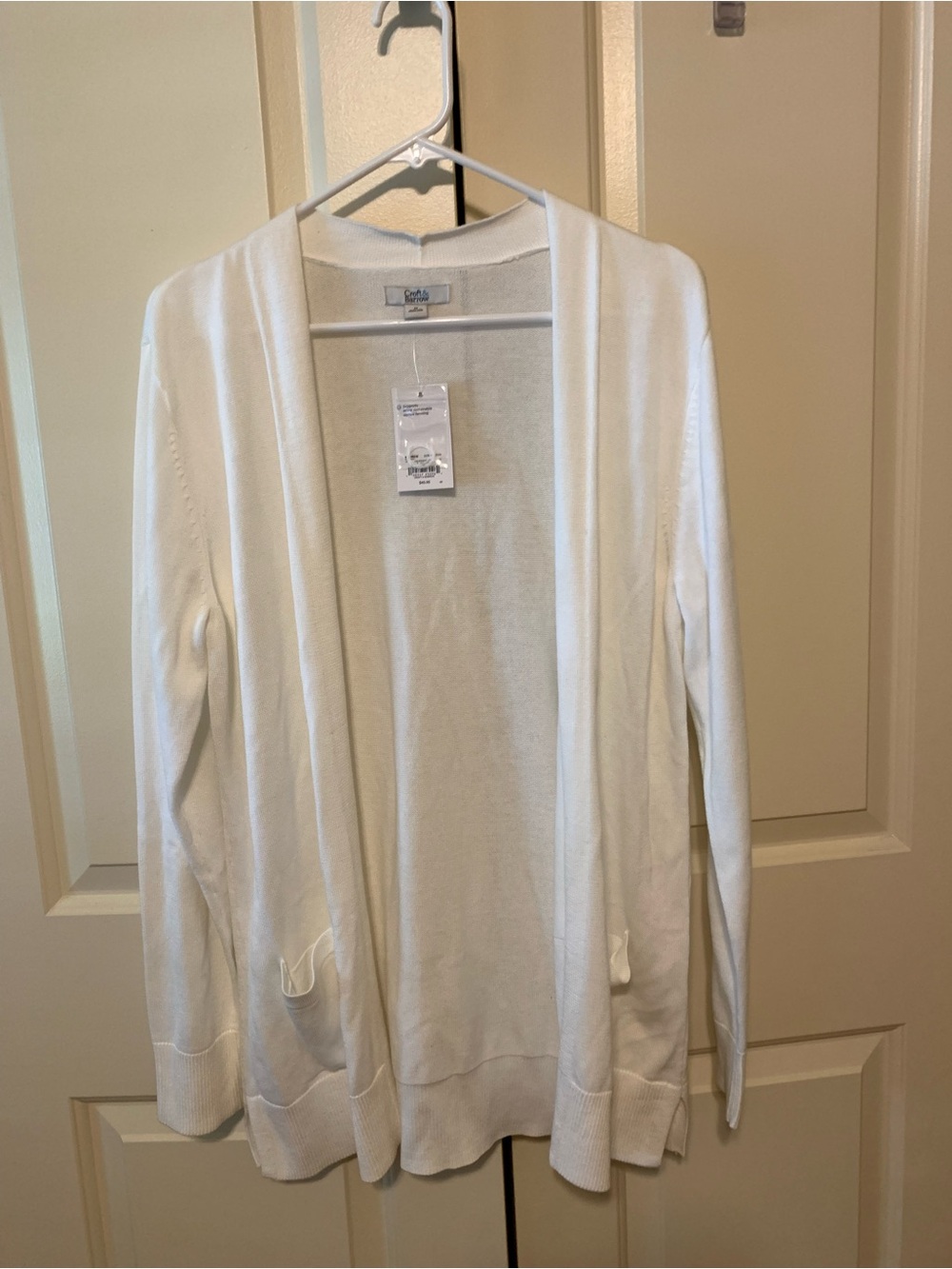 Croft & Barrow Long Open Cardigan M white NWT